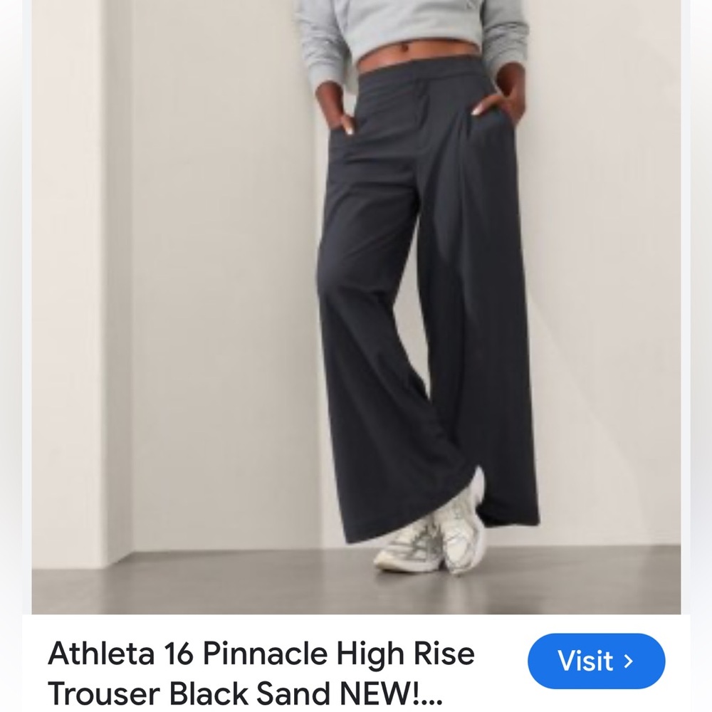 Athleta Wide Leg High-Rise Pants in Dark Charcoal